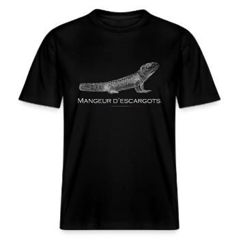 Mangeur d'escargots -  T-shirt unisexe RELAXED FIT en coton bio - noir - Devant - Alina (178cm) & Michal (187cm)