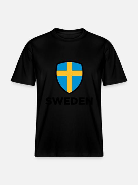 National flag of Sweden -  RELAXED FIT Unisex Organic T-Shirt - black