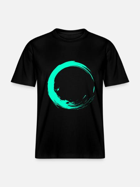 Circle brush design turquoise - RELAXED FIT Unisex Organic T-Shirt - black