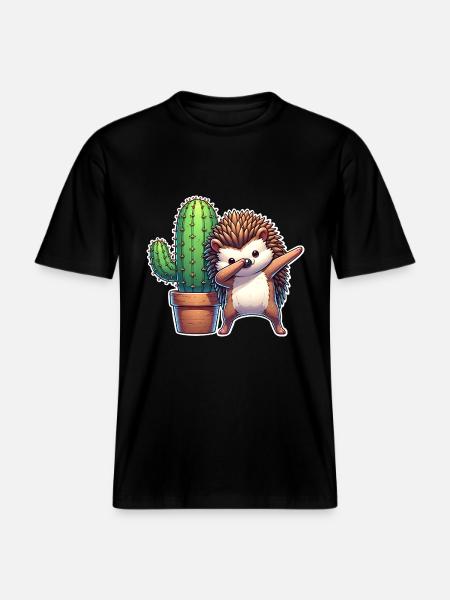 Cactus hérisson - T-shirt unisexe RELAXED FIT en coton bio - noir