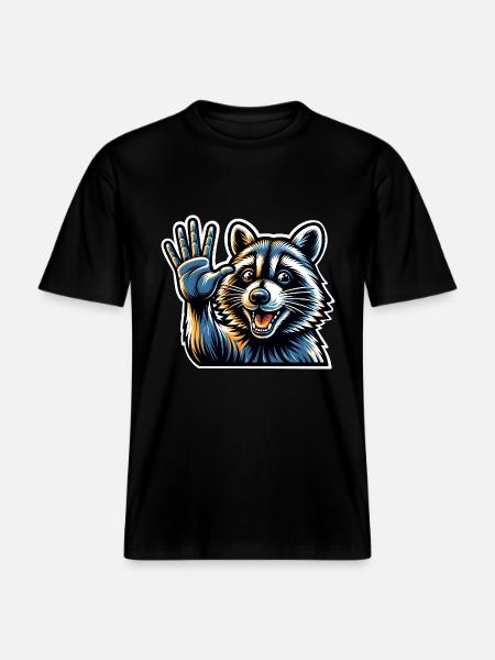 Raccoon -  RELAXED FIT Unisex Organic T-Shirt - black