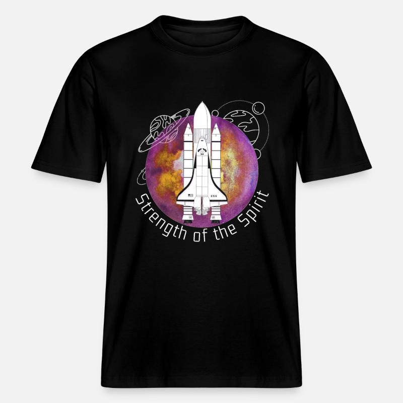 Espace, navette spatiale, planètes -  T-shirt unisexe RELAXED FIT en coton bio - noir