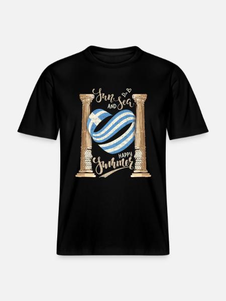 Sun and Sea Greece Holiday Ancient Ruins -  RELAXED FIT Unisex Organic T-Shirt - black