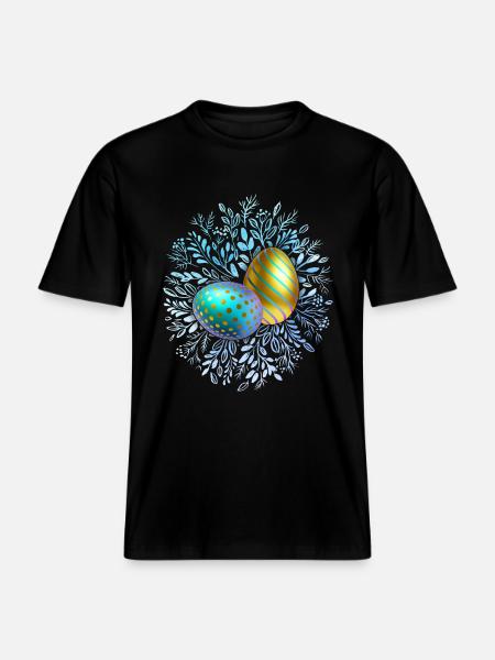 God påske, påskeæg, 3D Design æg -  Økologisk unisex T-shirt RELAXED FIT - sort