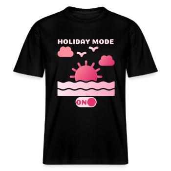 Holiday by the sea, sea icon, funny holiday saying -  RELAXED FIT Unisex Organic T-Shirt - black - Front - Alina (178cm) & Michal (187cm)