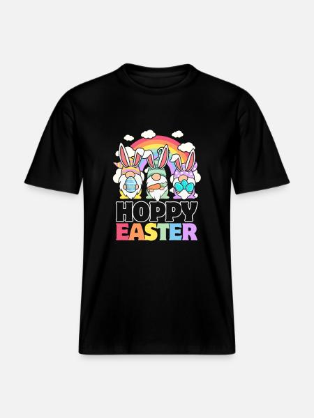 Hoppy Easter - Gnome Easter Eggs -  RELAXED FIT Unisex Organic T-Shirt - black