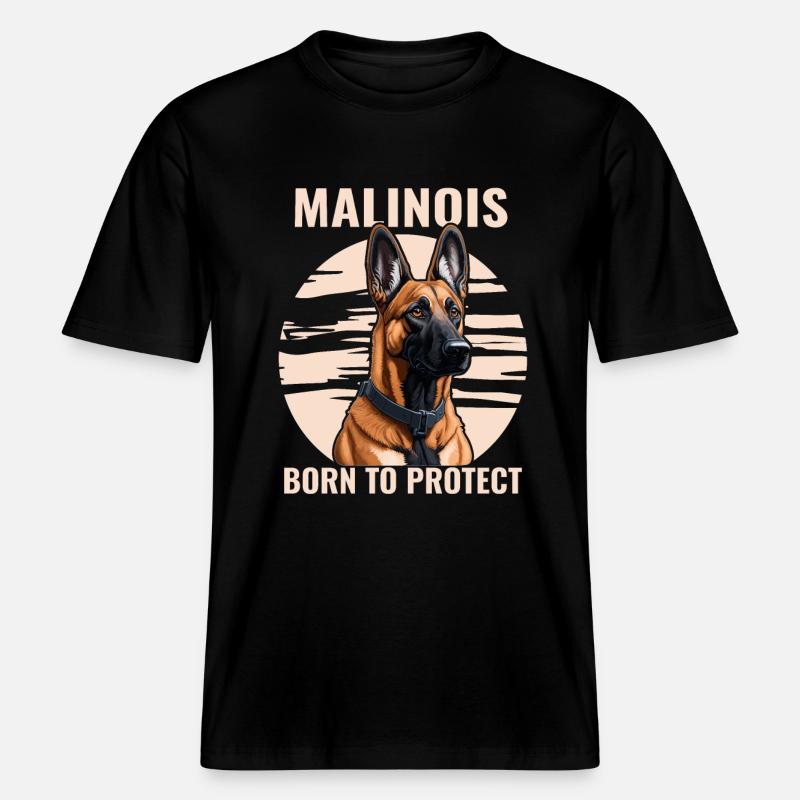 Malinois - Né pour protéger -  T-shirt unisexe RELAXED FIT en coton bio - noir