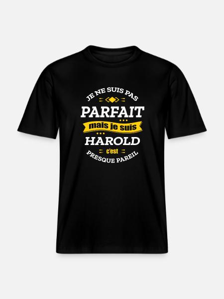 HAROLD PARFAIT - PRENOM HAROLD - T-shirt unisexe RELAXED FIT en coton bio - noir