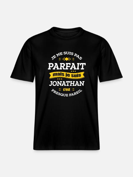 JONATHAN PARFAIT - PRENOM JONATHAN -  T-shirt unisexe RELAXED FIT en coton bio - noir