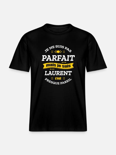 LAURENT PARFAIT - PRENOM LAURENT -  T-shirt unisexe RELAXED FIT en coton bio - noir