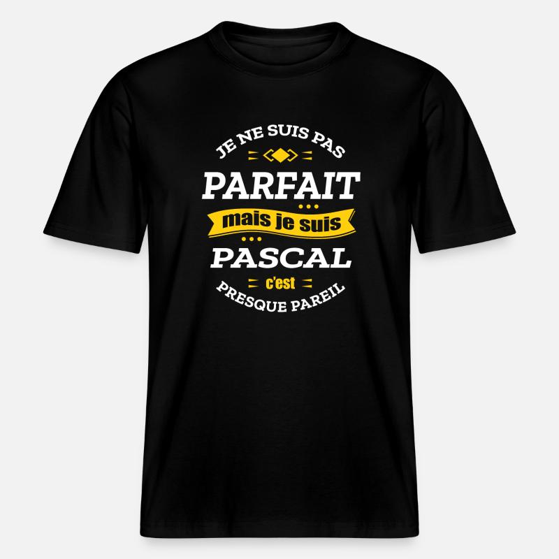 PASCAL PARFAIT - PRENOM PASCAL - T-shirt unisexe RELAXED FIT en coton bio - noir