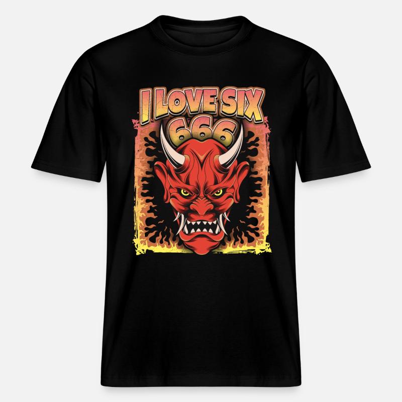 Devil-Devil, Satan Saying 666 -  RELAXED FIT Unisex Organic T-Shirt - black