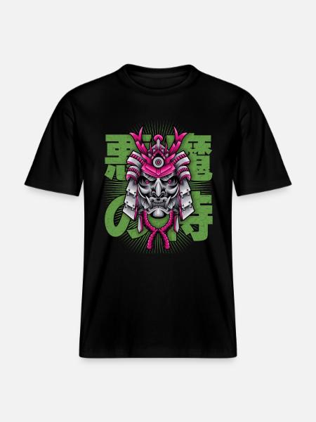 Japanese Demon, Samurai Oni, Mask -  RELAXED FIT Unisex Organic T-Shirt - black