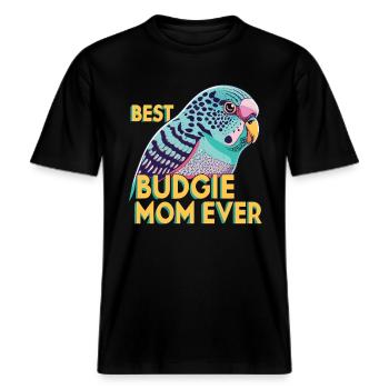 Dedicated to the budgie moms -  RELAXED FIT Unisex Organic T-Shirt - black - Front - Alina (178cm) & Michal (187cm)
