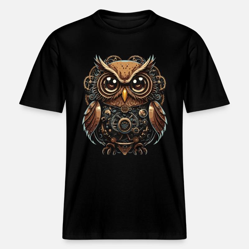 Faszinierende Steampunk-Eule: Einzigartiges Design -  RELAXED FIT Unisex Organic T-Shirt - Schwarz