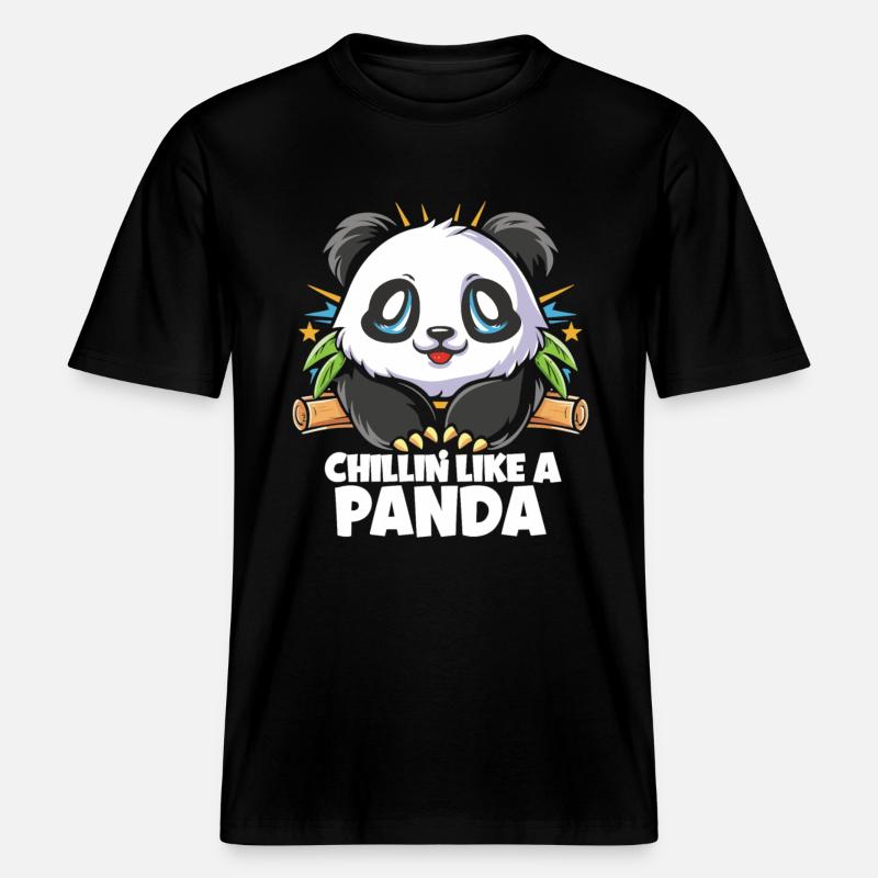 Mode Panda Chill activé -  T-shirt unisexe RELAXED FIT en coton bio - noir