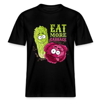Choux, dicton drôle, chou rouge, chou chinois -  T-shirt unisexe RELAXED FIT en coton bio - noir - Devant - Alina (178cm) & Michal (187cm)