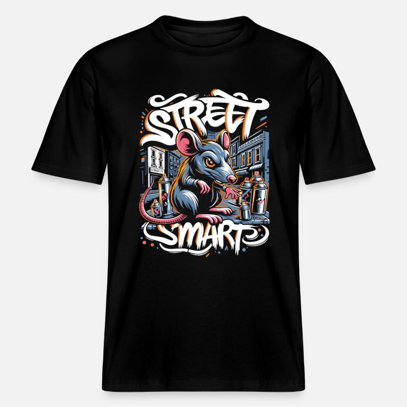 Ratte: Graffiti-Kunst -  RELAXED FIT Unisex Organic T-Shirt - Schwarz