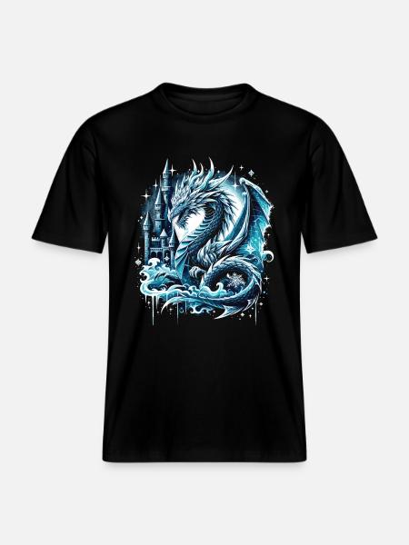 Frostiger Schattendrache Eisdrache -  RELAXED FIT Unisex Organic T-Shirt - Schwarz