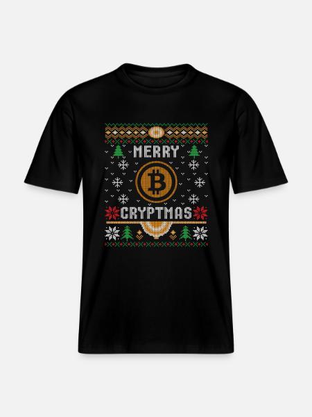 Joyeux Noël Bitcoin Cryptmas - T-shirt unisexe RELAXED FIT en coton bio - noir
