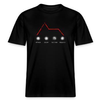ADSR Anlog Synthétiseur Synthé Potis DJ Studio -  T-shirt unisexe RELAXED FIT en coton bio - noir - Devant - Alina (178cm) & Michal (187cm)