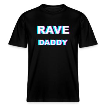« RAVE DADDY » - Raveware pour les vrais ravers - -  T-shirt unisexe RELAXED FIT en coton bio - noir - Devant - Alina (178cm) & Michal (187cm)
