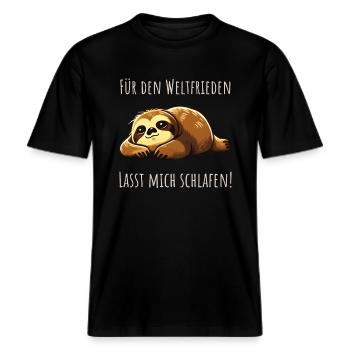Lasst mich schlafen - Faultier Schlafshirt Damen -  RELAXED FIT Unisex Organic T-Shirt - Schwarz - Vorne - Alina (178cm) & Michal (187cm)