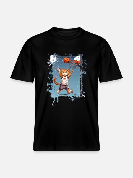 Joueur de basket-ball chat -  T-shirt unisexe RELAXED FIT en coton bio - noir