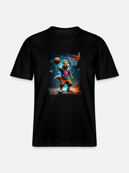 Squirrel Basketball Basketball Player -  RELAXED FIT Unisex Organic T-Shirt - black