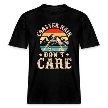 Achterbahn -  RELAXED FIT Unisex Organic T-Shirt - Schwarz - Vorne - Alina (178cm) & Michal (187cm)