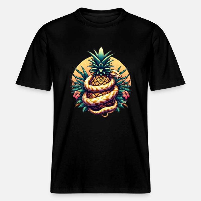 Python autour de l’ananas -  T-shirt unisexe RELAXED FIT en coton bio - noir