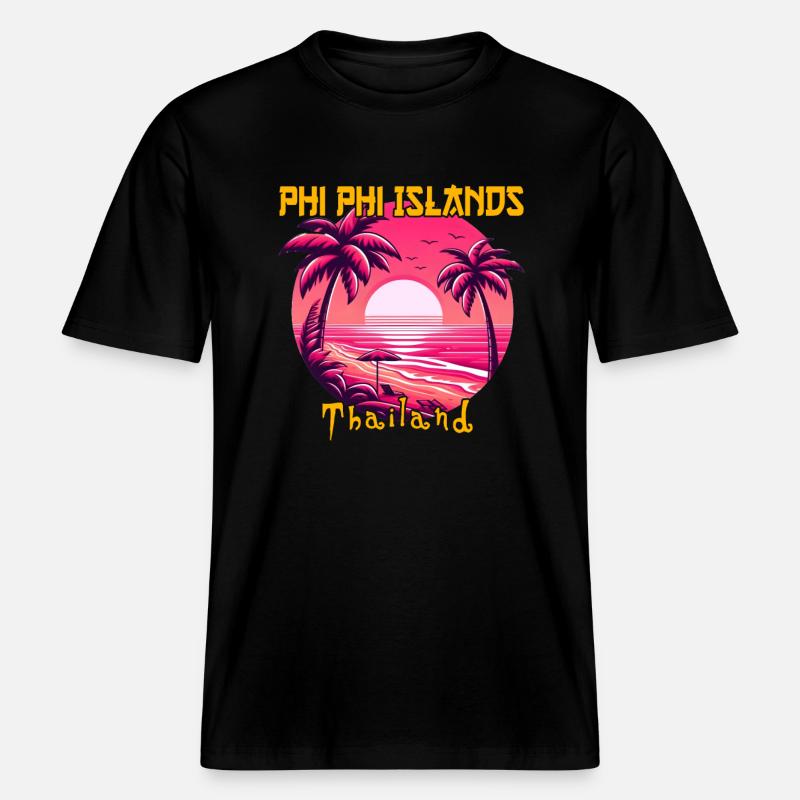 Sunset on Phi Phi Islands -  RELAXED FIT Unisex Organic T-Shirt - black