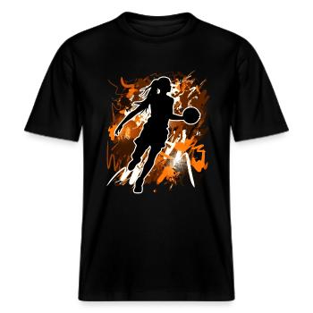 Basketball Basketball Women Basketball -  RELAXED FIT Unisex Organic T-Shirt - black - Front - Alina (178cm) & Michal (187cm)