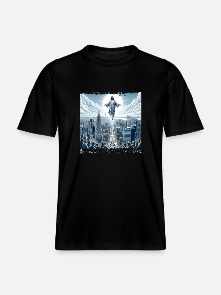 Jesus on New York - RELAXED FIT Unisex Organic T-Shirt - black
