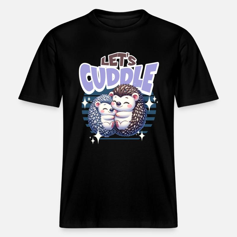 Igel Lets Cuddle -  RELAXED FIT Unisex Organic T-Shirt - Schwarz