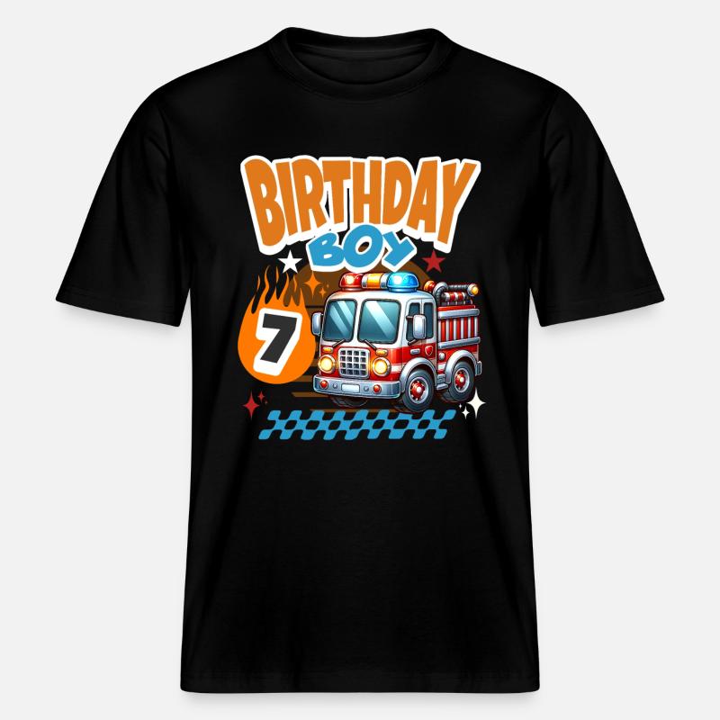 7e anniversaire des pompiers - T-shirt unisexe RELAXED FIT en coton bio - noir
