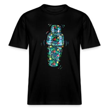 Barman Mixologue Floral -  T-shirt unisexe RELAXED FIT en coton bio - noir - Devant - Alina (178cm) & Michal (187cm)