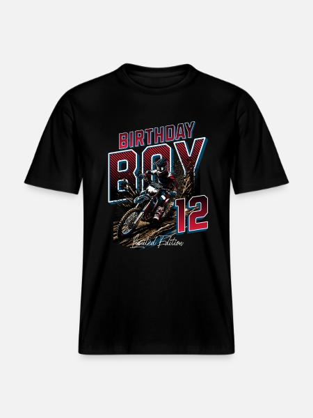 Motocross 12th Birthday -  RELAXED FIT Unisex Organic T-Shirt - black