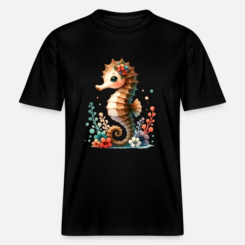 Hippocampe Hippocampe -  T-shirt unisexe RELAXED FIT en coton bio - noir