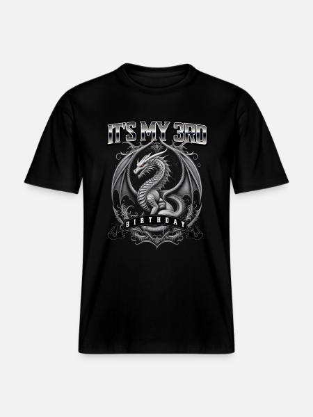 Dragon 3rd Birthday Dragon -  RELAXED FIT Unisex Organic T-Shirt - black