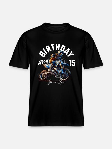 Motocross 15th Birthday -  RELAXED FIT Unisex Organic T-Shirt - black