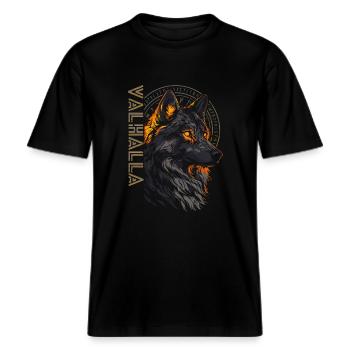 Viking Loup Vegvisir Rune Symbole Valhalla -  T-shirt unisexe RELAXED FIT en coton bio - noir - Devant - Alina (178cm) & Michal (187cm)