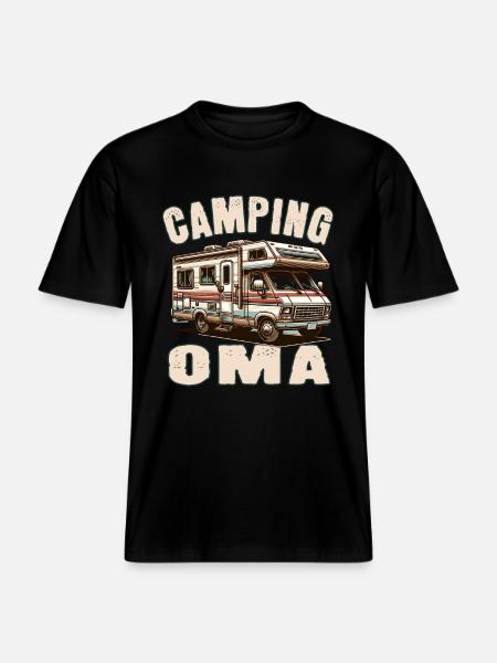 Camping Oma - RELAXED FIT Unisex Organic T-Shirt - Schwarz