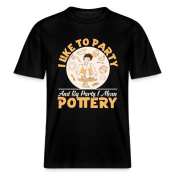 Pottery Ceramics Artist I Like To -  RELAXED FIT Unisex Organic T-Shirt - black - Front - Alina (178cm) & Michal (187cm)