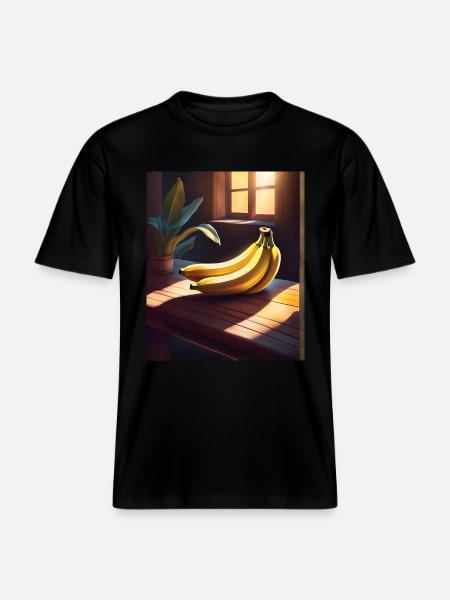 Tasty bananas on a table -  RELAXED FIT Unisex Organic T-Shirt - black