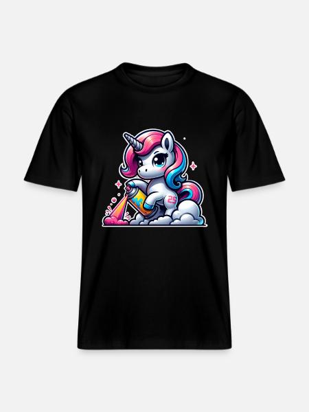 Graffiti Licorne -  T-shirt unisexe RELAXED FIT en coton bio - noir