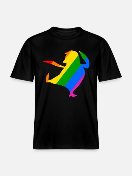 Rainbow Penguin Does Karate -  RELAXED FIT Unisex Organic T-Shirt - black