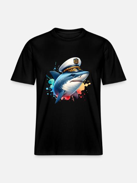 Shark-kaptein -  Økologisk RELAXED FIT Unisex T-skjorte - svart