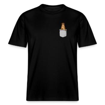 Otter Pocket -  RELAXED FIT Unisex Organic T-Shirt - Schwarz - Vorne - Alina (178cm) & Michal (187cm)
