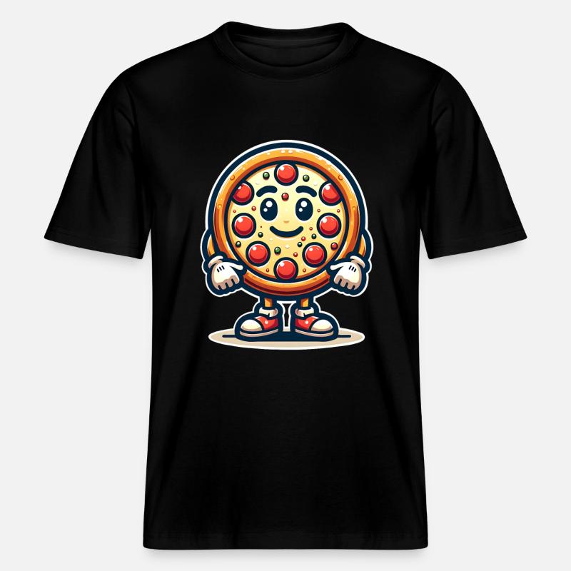 Pizza Maskottchen -  RELAXED FIT Unisex Organic T-Shirt - Schwarz